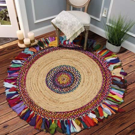 Jute Carpet – Braided Area Rugs – Circular Rug with Contemporary Color –  Loomkart