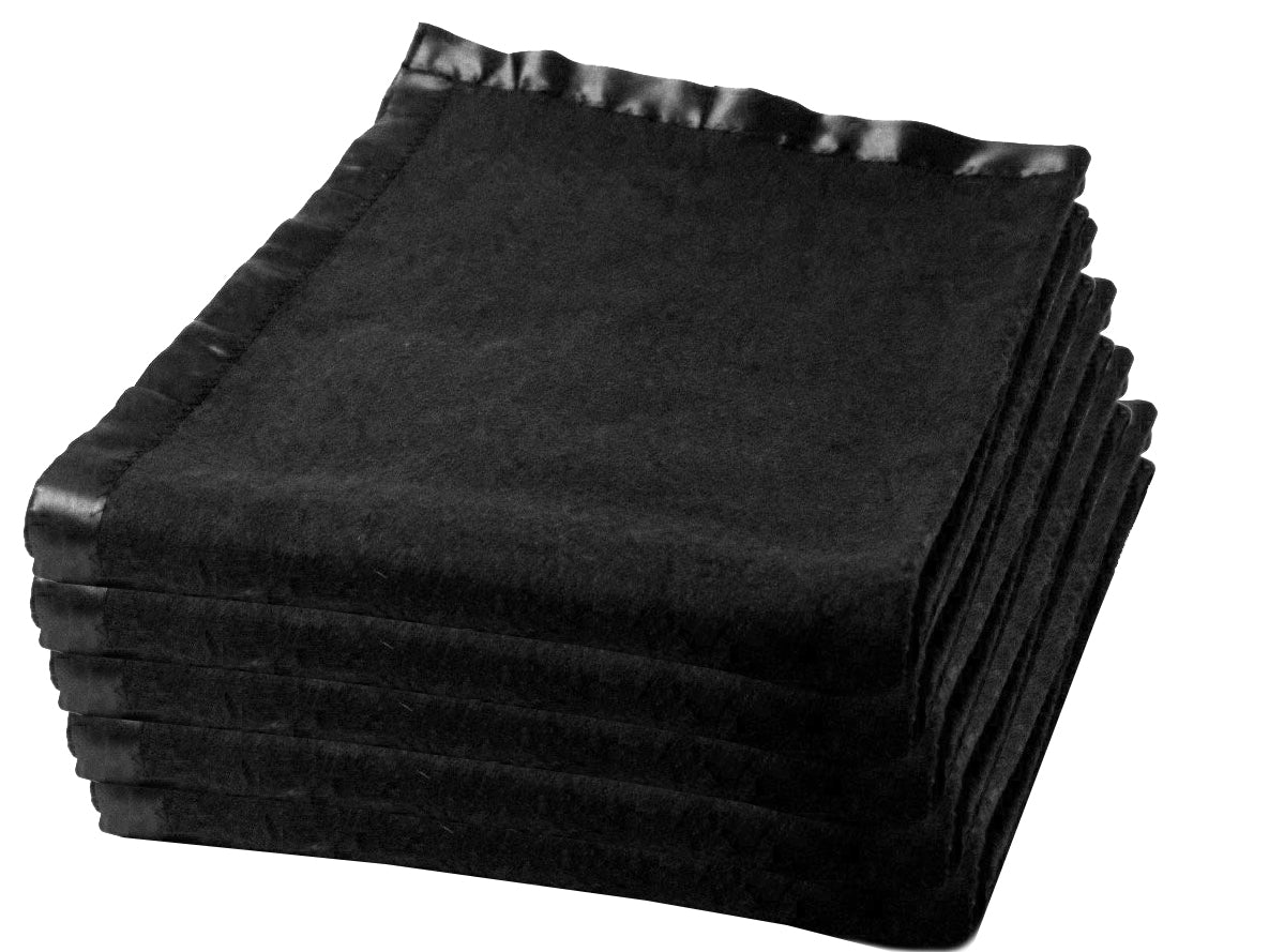 Blankets for Winter Wool Black With Ultra Satin On Borders set o Loomkart