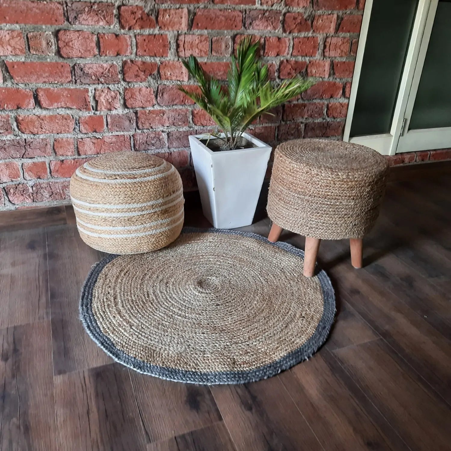 Denim/Jeans With Jute Handmade Braided Rugs