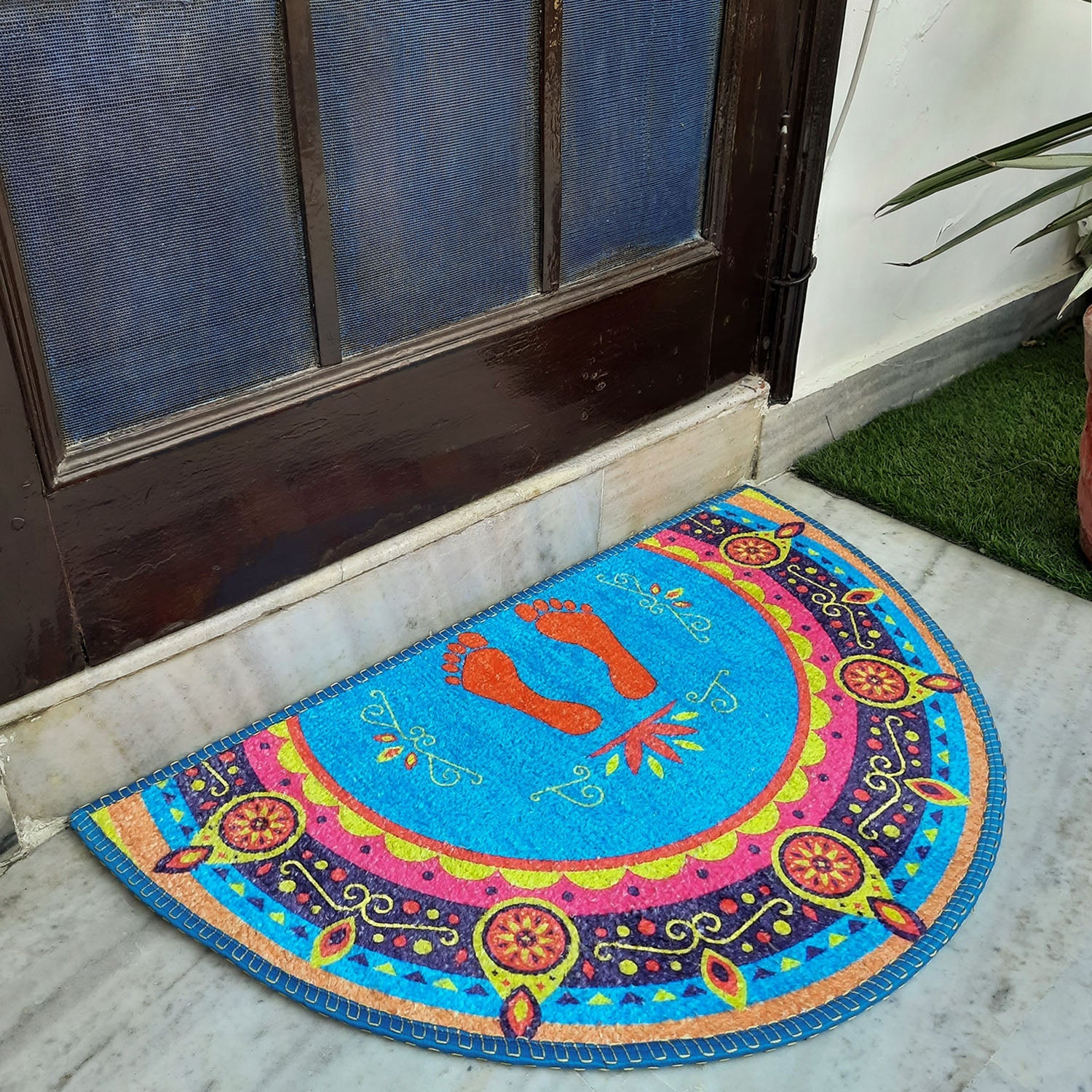 Avioni Home Floor Mats in Beautiful Traditional Lakshmi Padma (Feet) Design  | Anti Slip, Durable & Washable | Outdoor & Indoor