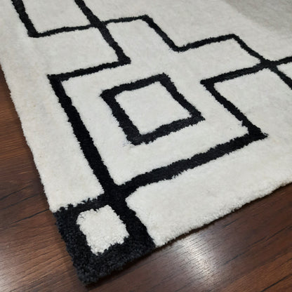 Avioni Home Atlas Collection -Shag Carpet In Black & White Color | Soft, Non-Slip, Easy to Clean