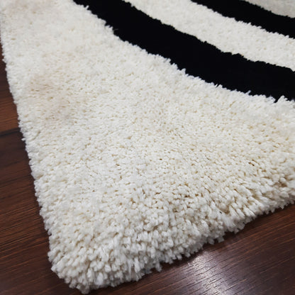 Avioni Home Atlas Collection - Shag Carpet In Black and White | Soft, Non-Slip, Easy to Clean