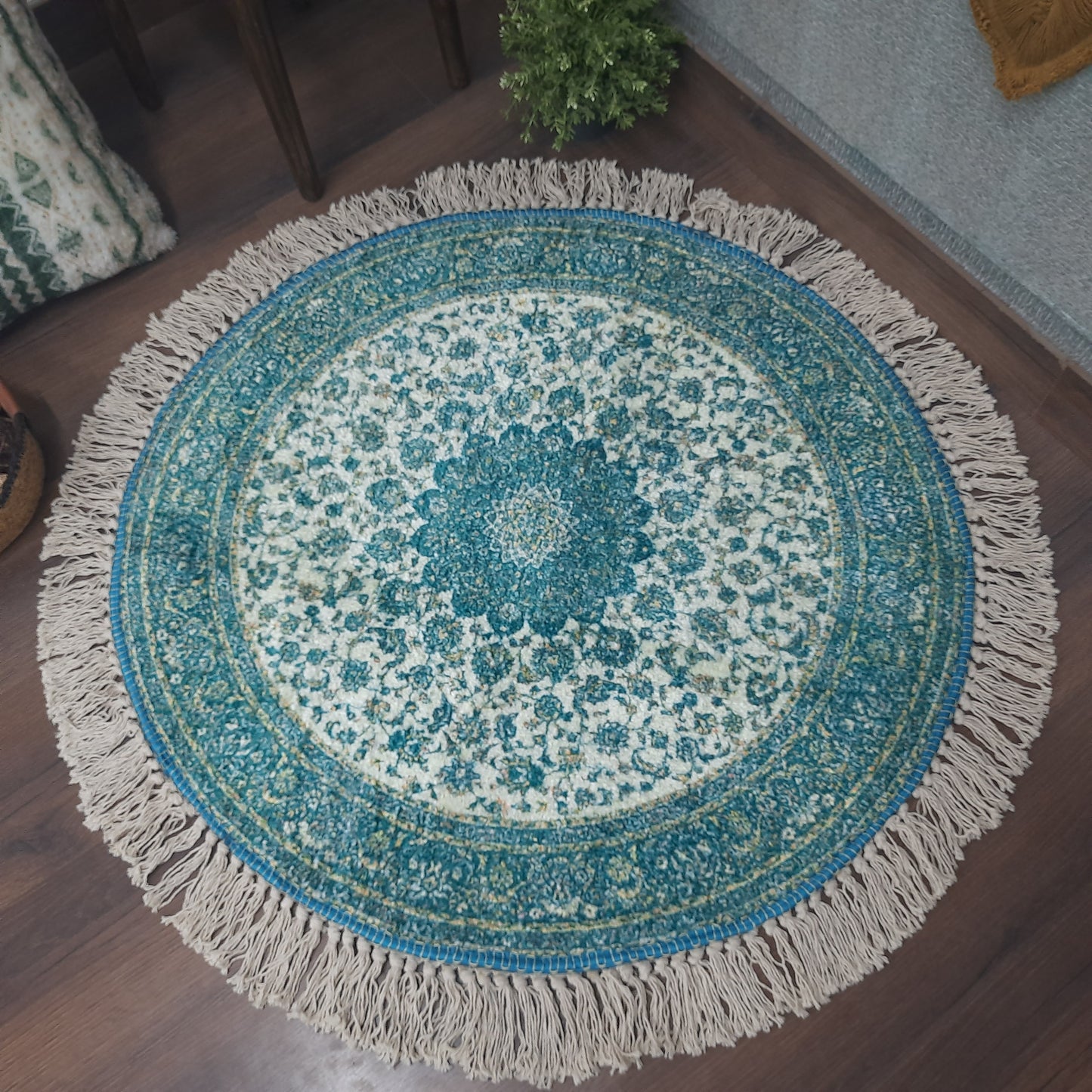 Avioni Persian Carpets For Living Room – Round -Green