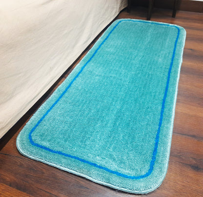 Avioni Home | Aqua Blue Oasis Microfiber Runner | Luxuriously Soft, Stylish | 55 x 140 cm |12.5mm thickness