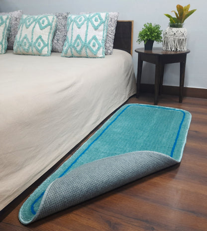 Avioni Home | Aqua Blue Oasis Microfiber Runner | Luxuriously Soft, Stylish | 55 x 140 cm |12.5mm thickness