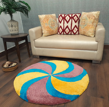 Avioni Home Mid Century Modern Soft Micro Yarn Round Carpet In Multi Color| Soft, Non-Slip, Easy to Clean