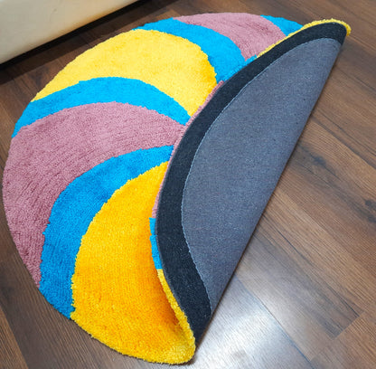 Avioni Home Mid Century Modern Soft Micro Yarn Round Carpet In Multi Color| Soft, Non-Slip, Easy to Clean