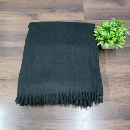 Blankets for Winter – Wool – Black With Fringes On Borders – set of 2 blankets – MSF @ Combo Price