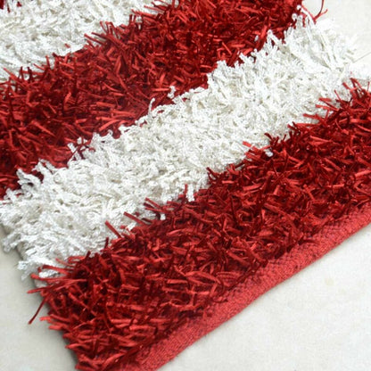 Diwali Special Pooja Mat/ Bed Side Runner /Shaggy Rugs(56 X 140 cm) Red And White By Avioni