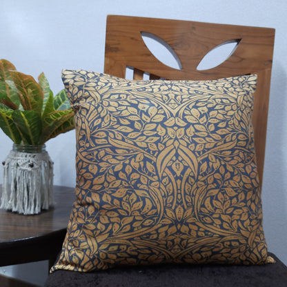 Riviera Collection-Cushion Covers In Glace Cotton For Regular Use –Brown and Blue– 40cm x 40cm (~16″ x 16″) – Set of 5