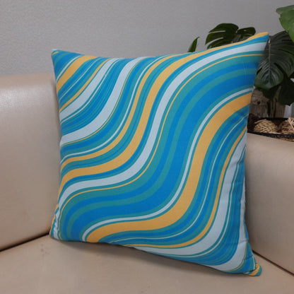 Riviera Collection-Cushion Covers In Glace Cotton For Regular Use –Blue Waves – 40cm x 40cm (~16″ x 16″) – Set of 5