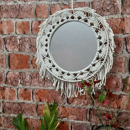 Avioni Home Boho Collection – Mirror in Macramé With Beads -45×40 cms