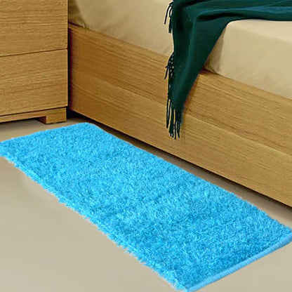 Avioni Handloom Aqua Bedside Runners in Soft Fur – 56 cm x 139 cm (~ 22 x 55 inches)