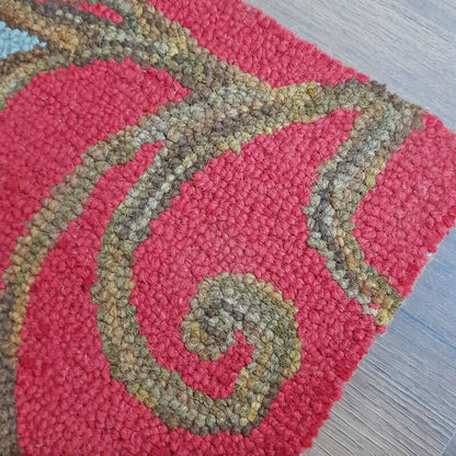 Wool Hand Tufted Beautiful Floral Red Carpet | Loop Pile | Avioni -90cm x 150cm (~3×5 Feet)