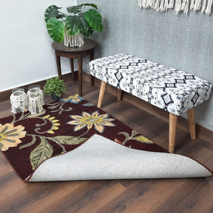 Wool Hand Tufted Beautiful Floral Carpet | Loop Pile | Avioni -90cm x 150cm (~3×5 Feet)