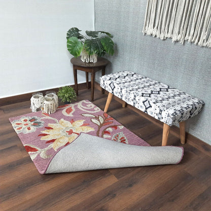 Wool Floral Beautiful Hand Tufted Carpet | Loop Pile | Avioni -90cm x 150cm (~3×5 Feet)