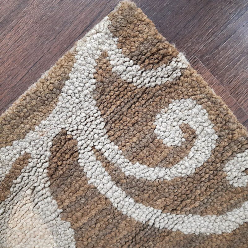 Wool Floral Beautiful Hand Tufted Carpet | Brown Loop Pile Rug | Avioni -90cm x 150cm (~3×5 Feet)