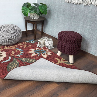 Wool Floral Beautiful Hand Tufted Carpet | Loop Pile Rug | Avioni -90cm x 150cm (~3×5 Feet)