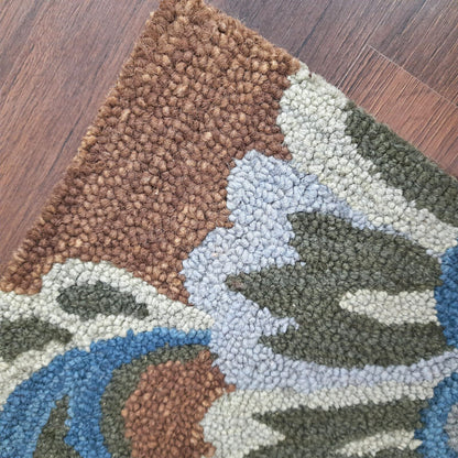 Wool Floral Beautiful Hand Tufted Carpet | Brown Loop Pile Rug | Avioni -90cm x 150cm (~3×5 Feet)