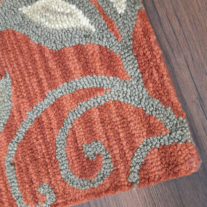 Wool Floral Beautiful Hand Tufted Brown Carpet | Loop Pile Rug | Avioni -90cm x 150cm (~3×5 Feet)