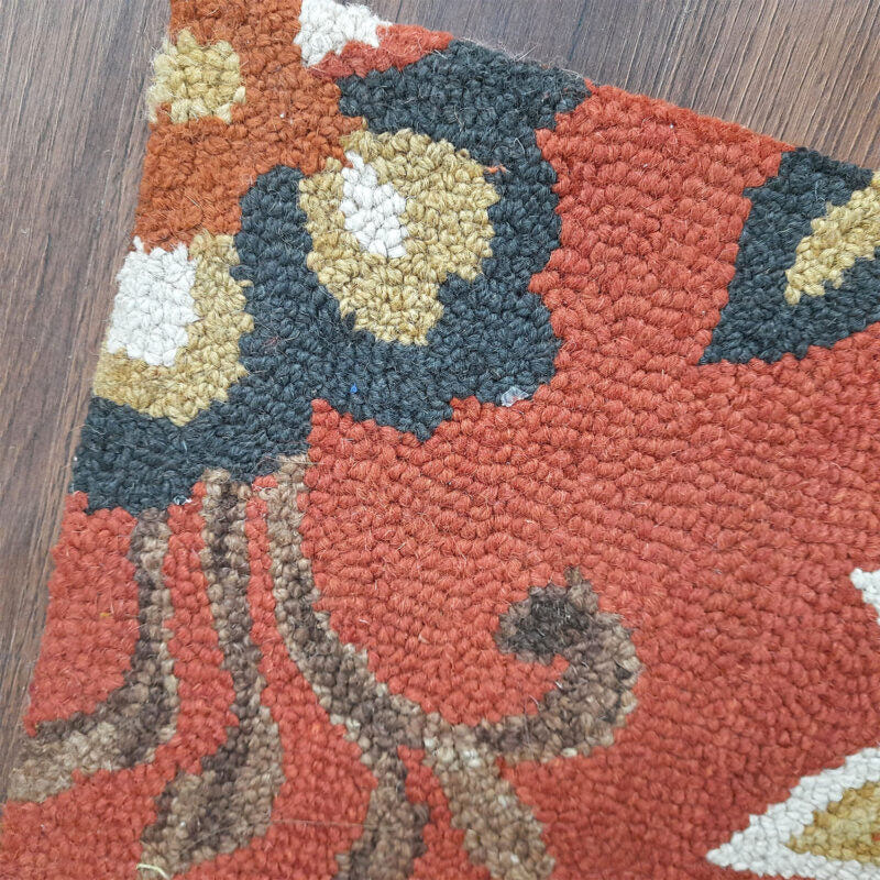 Wool Floral Beautiful Hand Tufted Brown Carpet | Loop Pile Rug | Avioni -90cm x 150cm (~3×5 Feet)