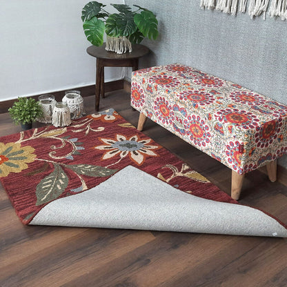 Wool Floral Beautiful Hand Tufted Carpet | Loop Pile Rug | Avioni -90cm x 150cm (~3×5 Feet)