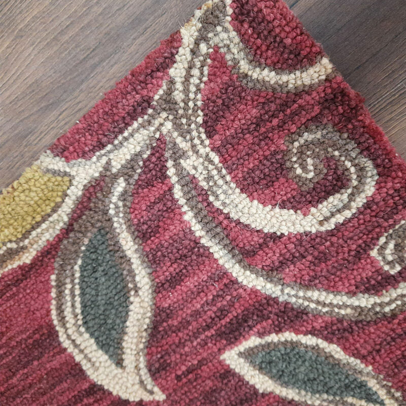 Wool Floral Beautiful Hand Tufted Carpet | Loop Pile Rug | Avioni -90cm x 150cm (~3×5 Feet)