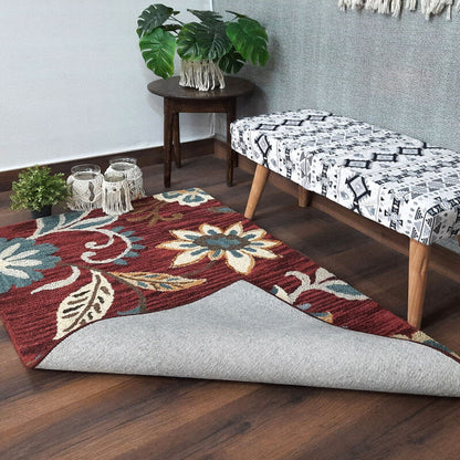 Wool Floral Hand Tufted Beautiful Carpet | Loop Pile Rug | Avioni -90cm x 150cm (~3×5 Feet)