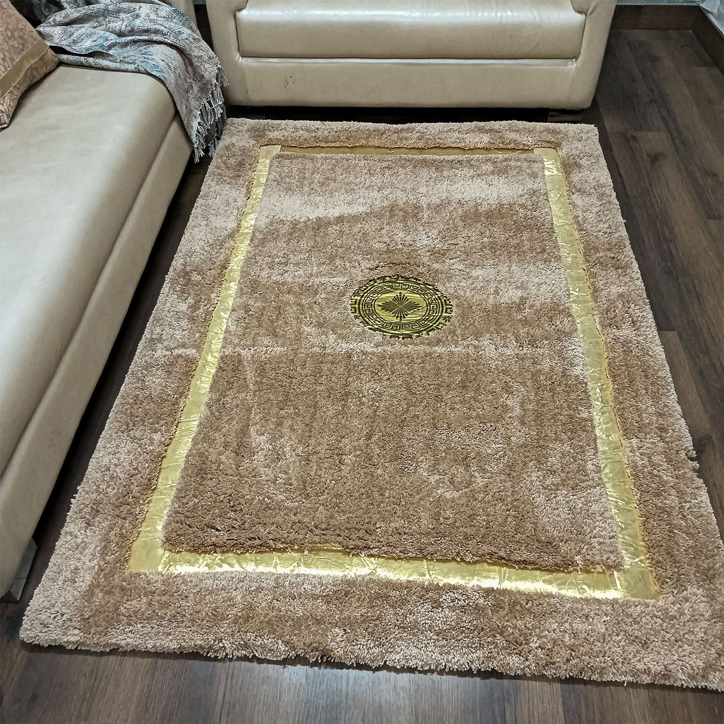 Avioni Divine Collection | Luxury Golden Touch With Beige/Brown Soft And Plush Handmade Living Room Rugs | Different Sizes | Carpet for Living Room