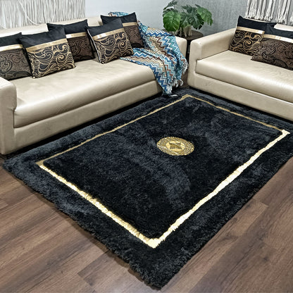 Avioni Divine Collection | Luxury Golden Touch With Black  Soft And Plush Handmade Living Room Rugs | Different Sizes | Carpet for Living Room