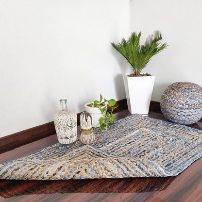 Denim/Jeans With Jute Handmade Braided Rugs| Blue Denim Area Rug|Avioni- Premium Collection