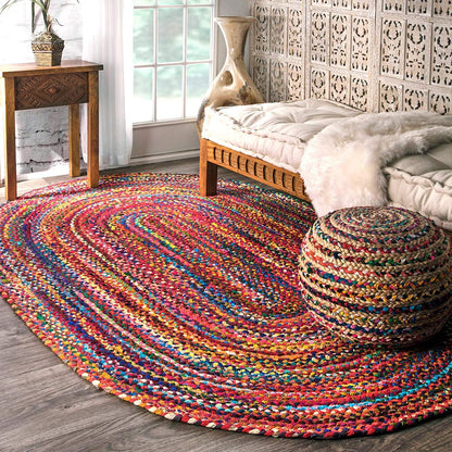 Cotton Chindi Oval Carpets – Braided Area Rugs – Round Rug Handmade- Avioni