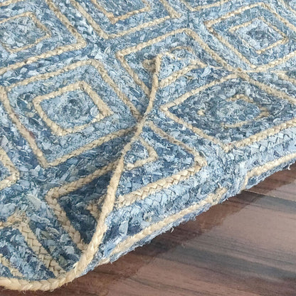 Denim/Jeans With Jute Handmade Braided Rugs | Blue Diamond Denim Area Rug|Avioni- Premium Collection