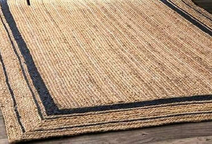 Jute (Natural and Dyed Jute) Handmade Braided Rugs | Natural & Black Jute Area Rug | Avioni- Premium Collection