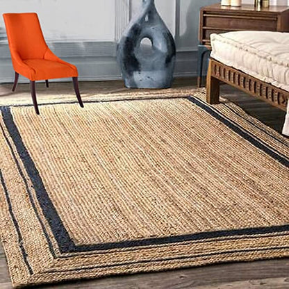 Jute (Natural and Dyed Jute) Handmade Braided Rugs | Natural & Black Jute Area Rug | Avioni- Premium Collection