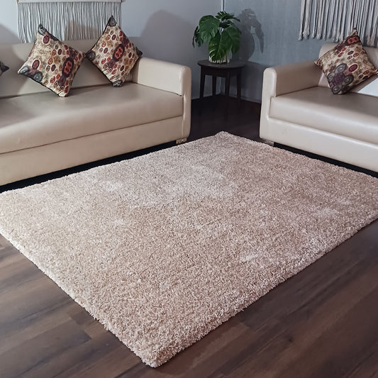 Avioni Home Atlas Collection - Microfiber Carpet In Beige & white | Soft, Easy to Clean