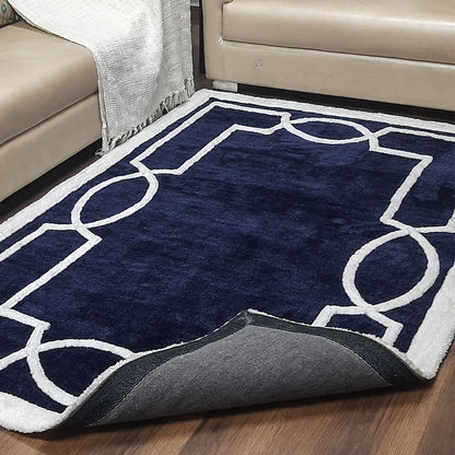 Avioni Luxury Collection- Plush Luxury Blue and White Tone Carpet with 3d Traditional Design -Different Sizes Shaggy Fluffy Rugs and Carpet for Living Room