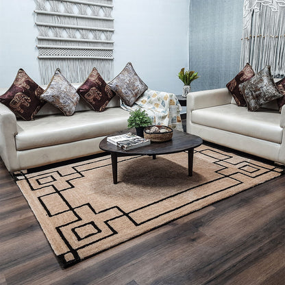 Avioni Luxury Collection- Plush Luxury Beige and CoffeeTone Carpet with 3d Traditional Design -Different Sizes Shaggy Fluffy Rugs and Carpet for Living Room