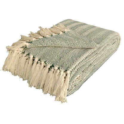 Green Cotton Blankets |Organic Bio Washed|King Sized Double Bed In Giftable Zip Packing By Avioni