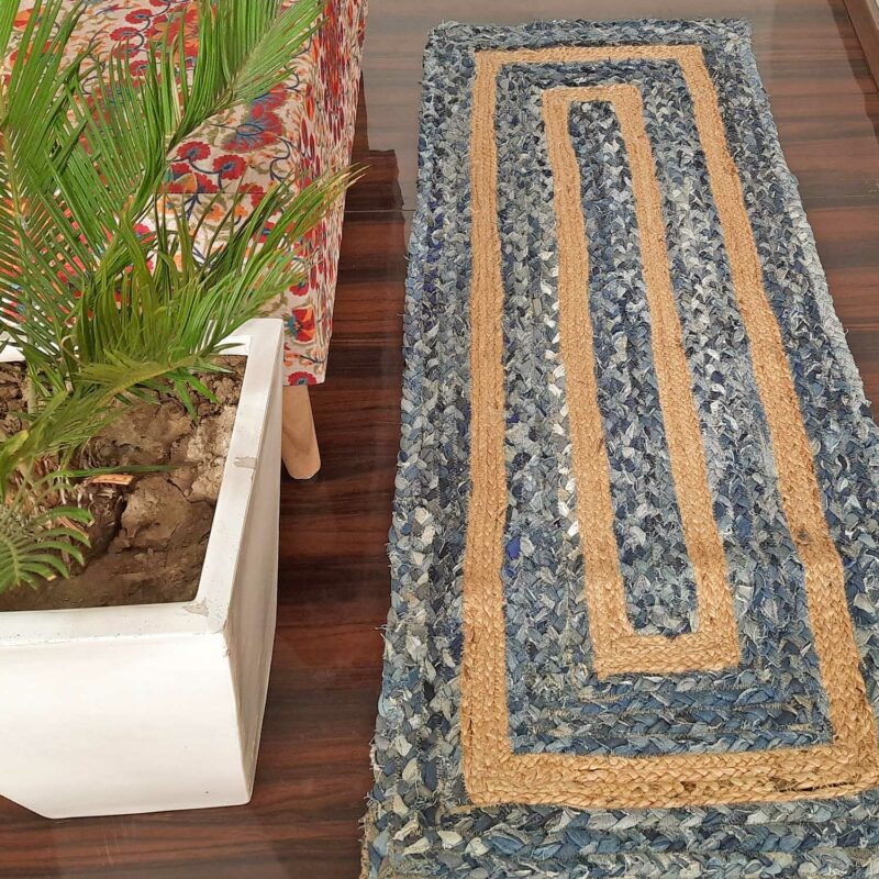 Rug 100% Natural Denim Jute Rug Handmade area carpet rustic look modern rugs  | eBay