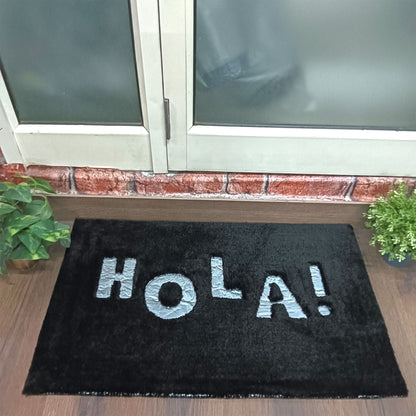 Avioni Divine Collection | Luxury Golden Touch Tufted Rug In "HOLA" (Spanish Greeting) Soft And Plush Handmade Door Mats | Pooja Mats | BathMats | Different Sizes