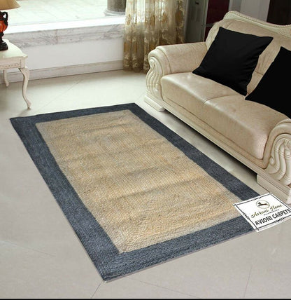 Jute Handmade Braided Rugs| Gray Border Area Rug|Avioni- Premium Collection-92×152 cm