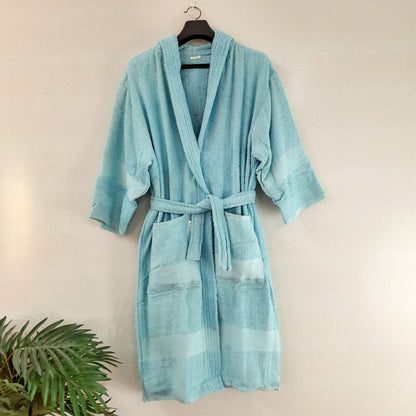 Loomkart Export Quality Bath Robes in Blue in Avioni Zip -Packing- Standard Size