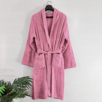 Loomkart Very Fine Export Quality Bath Robes in Pink With Hood in Avioni Zip-Packing Unisex