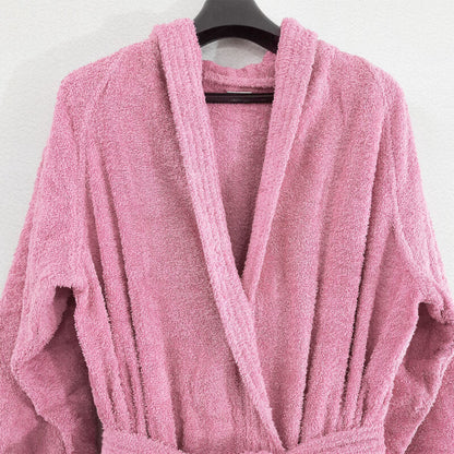 Loomkart Very Fine Export Quality Bath Robes in Pink With Hood in Avioni Zip-Packing Unisex