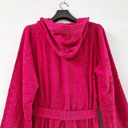 Loomkart Very Fine Export Quality Bath Robes in Dark Pink With Hood in Avioni Zip-Packing Unisex