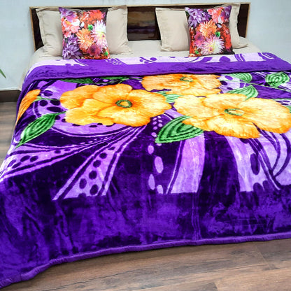 Mink Double Bed Blankets Purple Floral Very Soft And Warm by Avioni