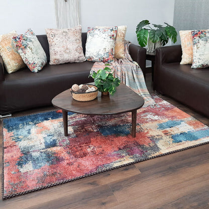 Avioni Faux Silk Carpet for Your Living Room | Abstract Elements | Durable and Washable | BrickLane Collection