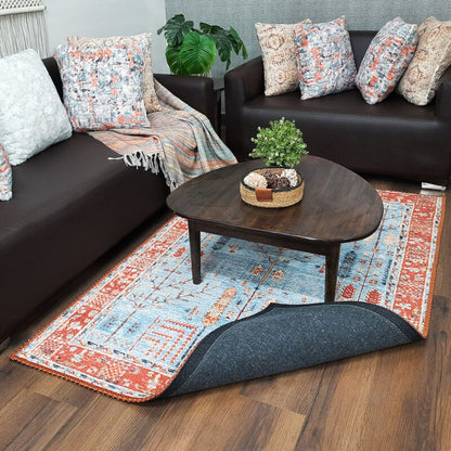 Avioni Faux Silk Carpet for Your Living Room | Persian Design | Durable and Washable | BrickLane Collection