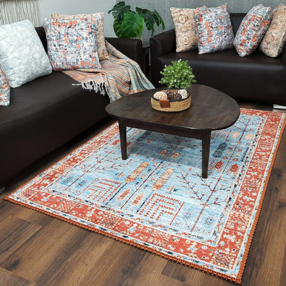 Avioni Faux Silk Carpet for Your Living Room | Persian Design | Durable and Washable | BrickLane Collection